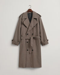 Wollen trenchcoat met pied-de-poule
