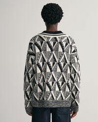 Sweater met V-hals en geometrisch patroon