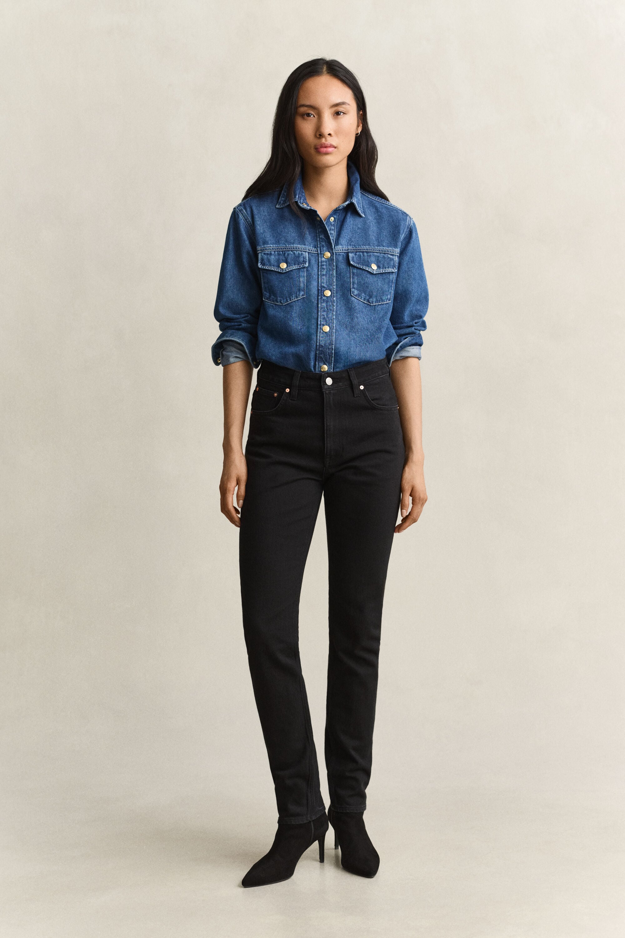 Slim fit jeans met hoge taille