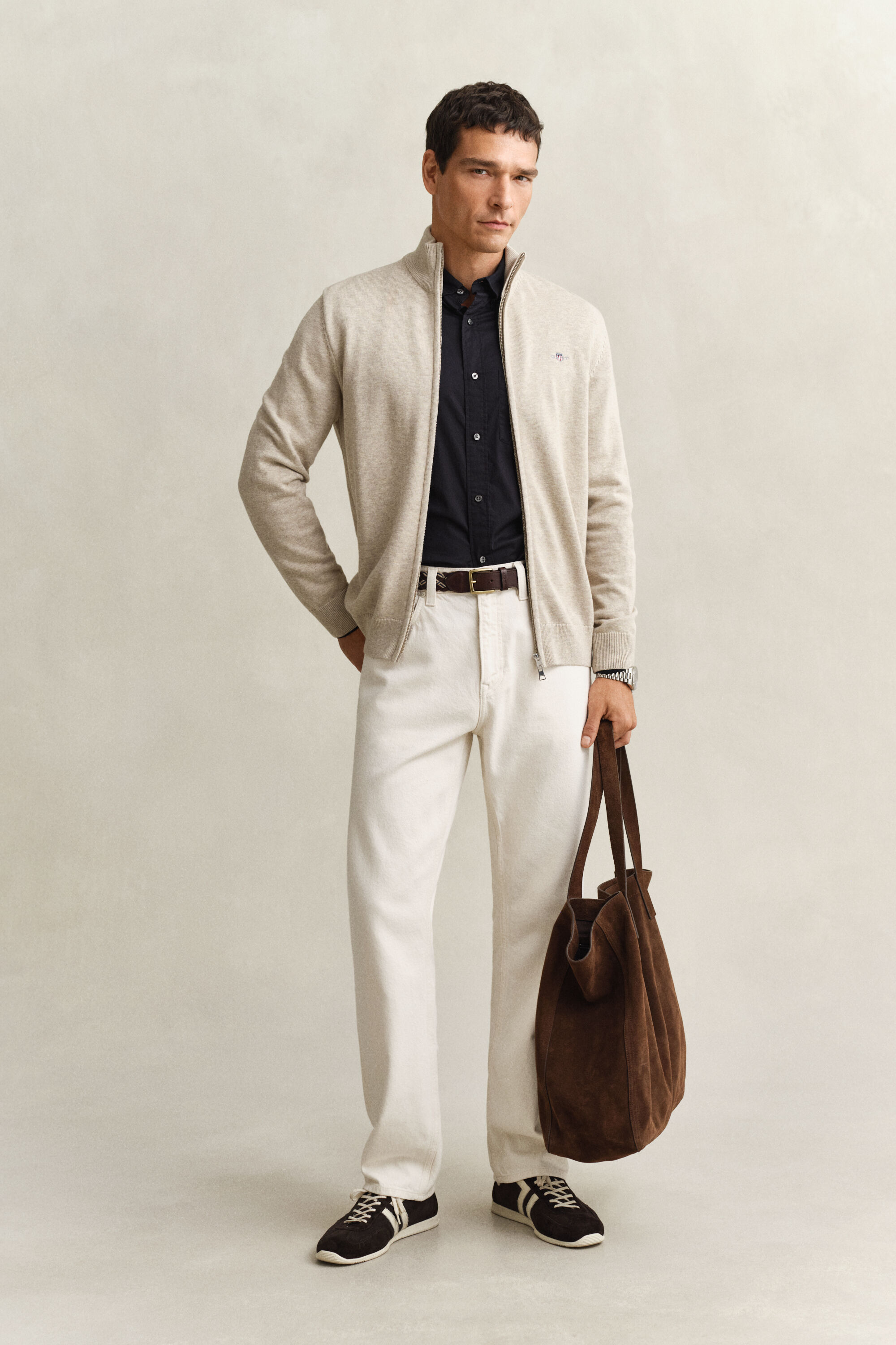 Casual vest van katoen met ritssluiting