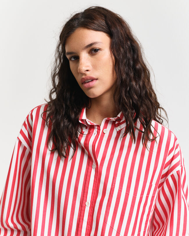 Oversized Classic gestreept overhemd van poplin