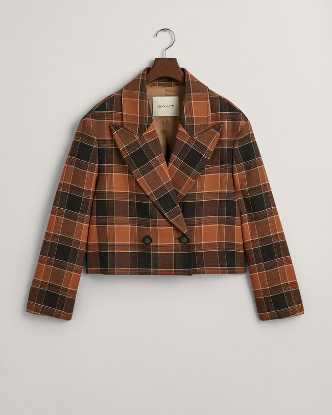 Cropped, geruit, wollen blazerjack