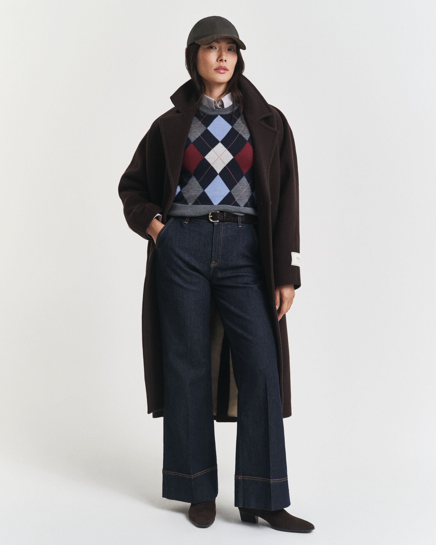 Argyle spencer met ronde hals