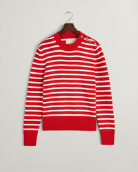 Breton Striped Shiny trui van katoen met ronde hals