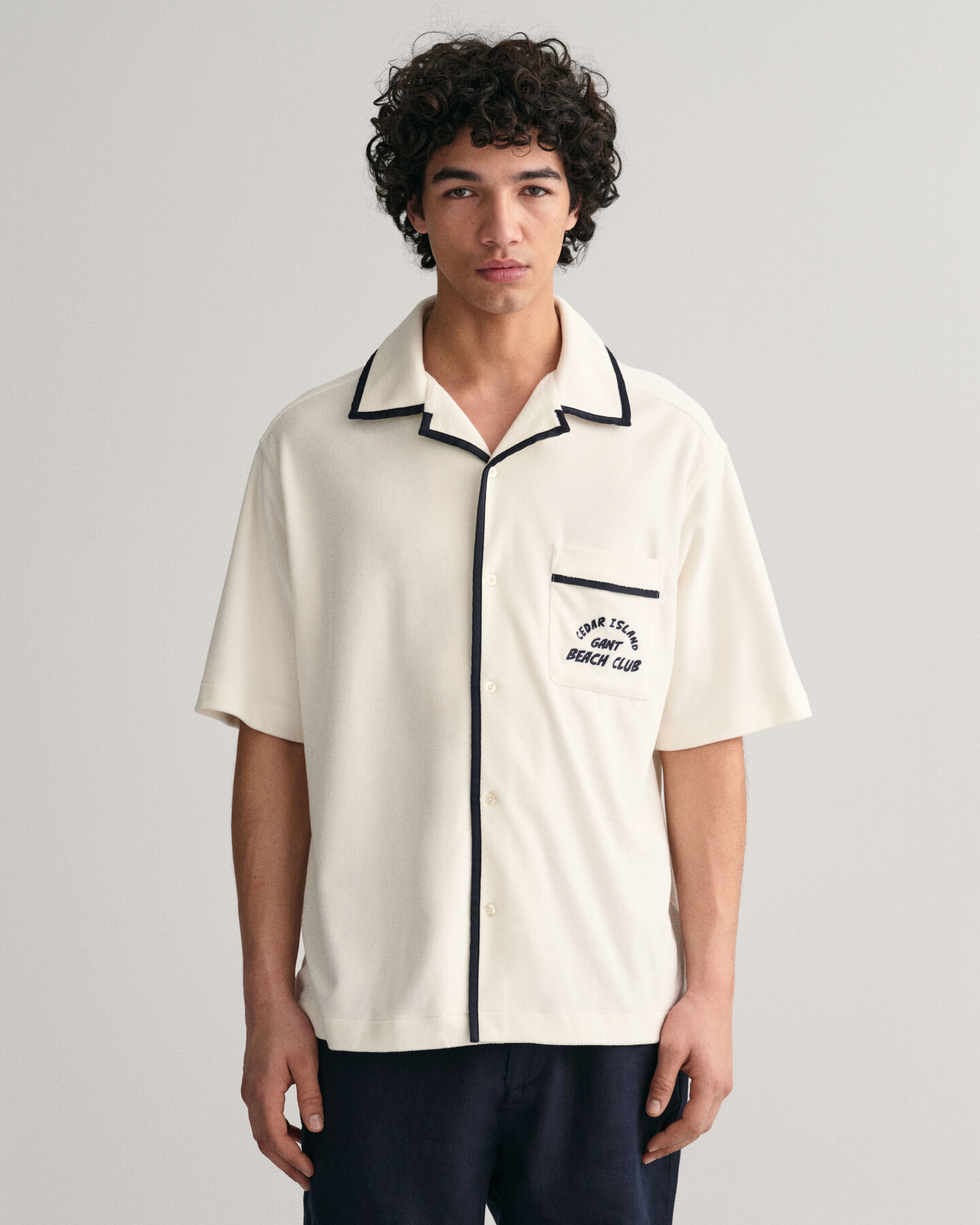 Relaxed Fit badstof overhemd met korte mouwen