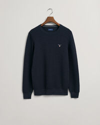 Texture sweater met ronde hals van katoen