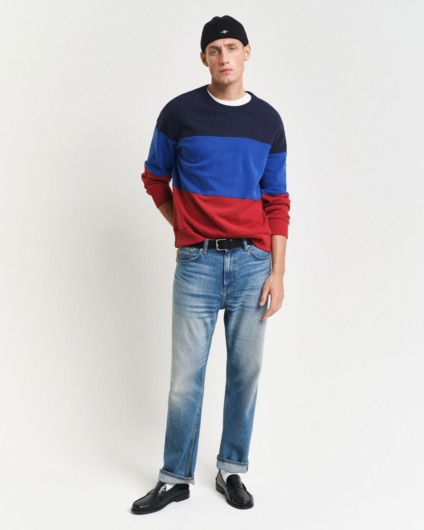 Sweatshirt met ronde hals en kleurblok