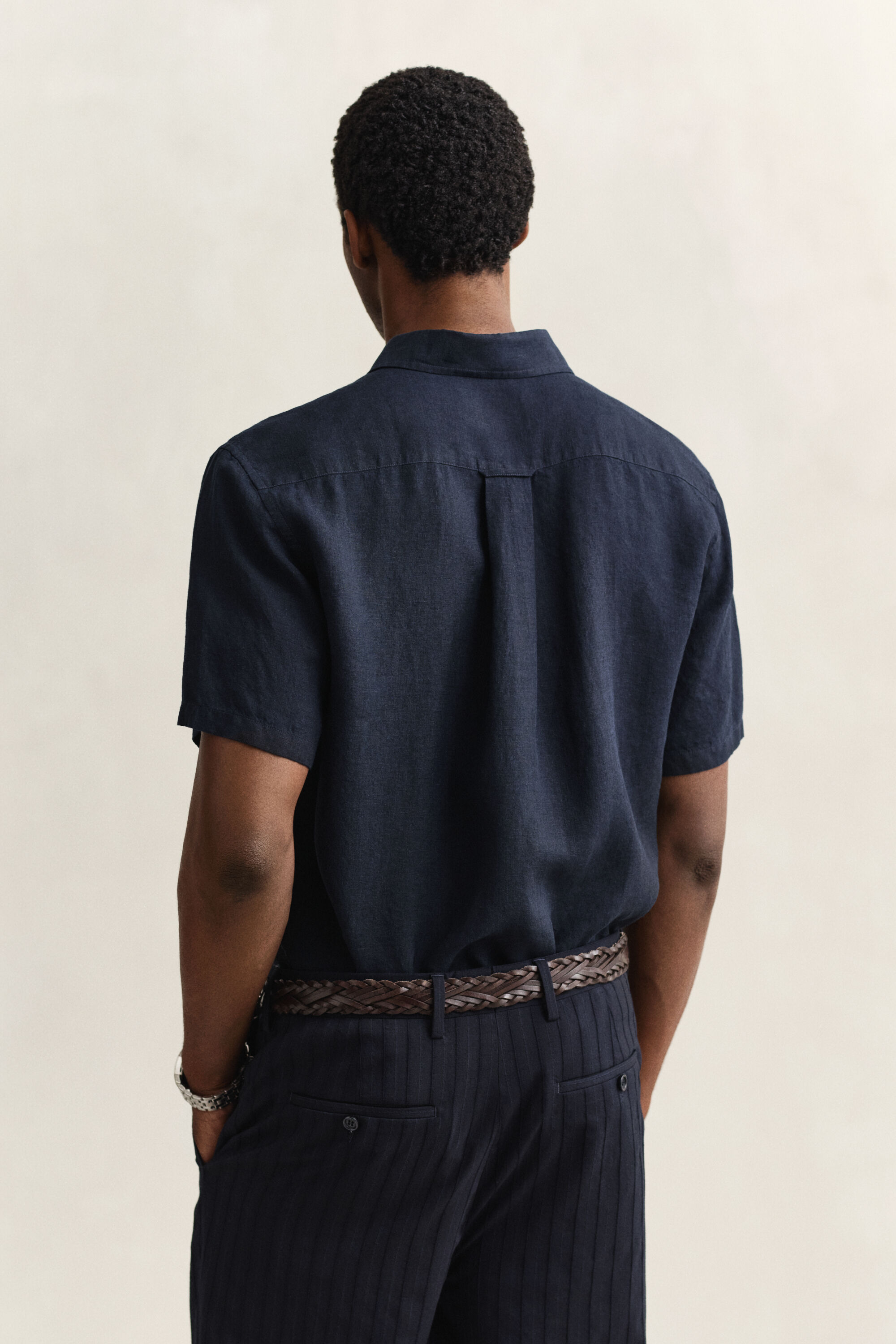 Linnen overoverhemd met korte mouwen