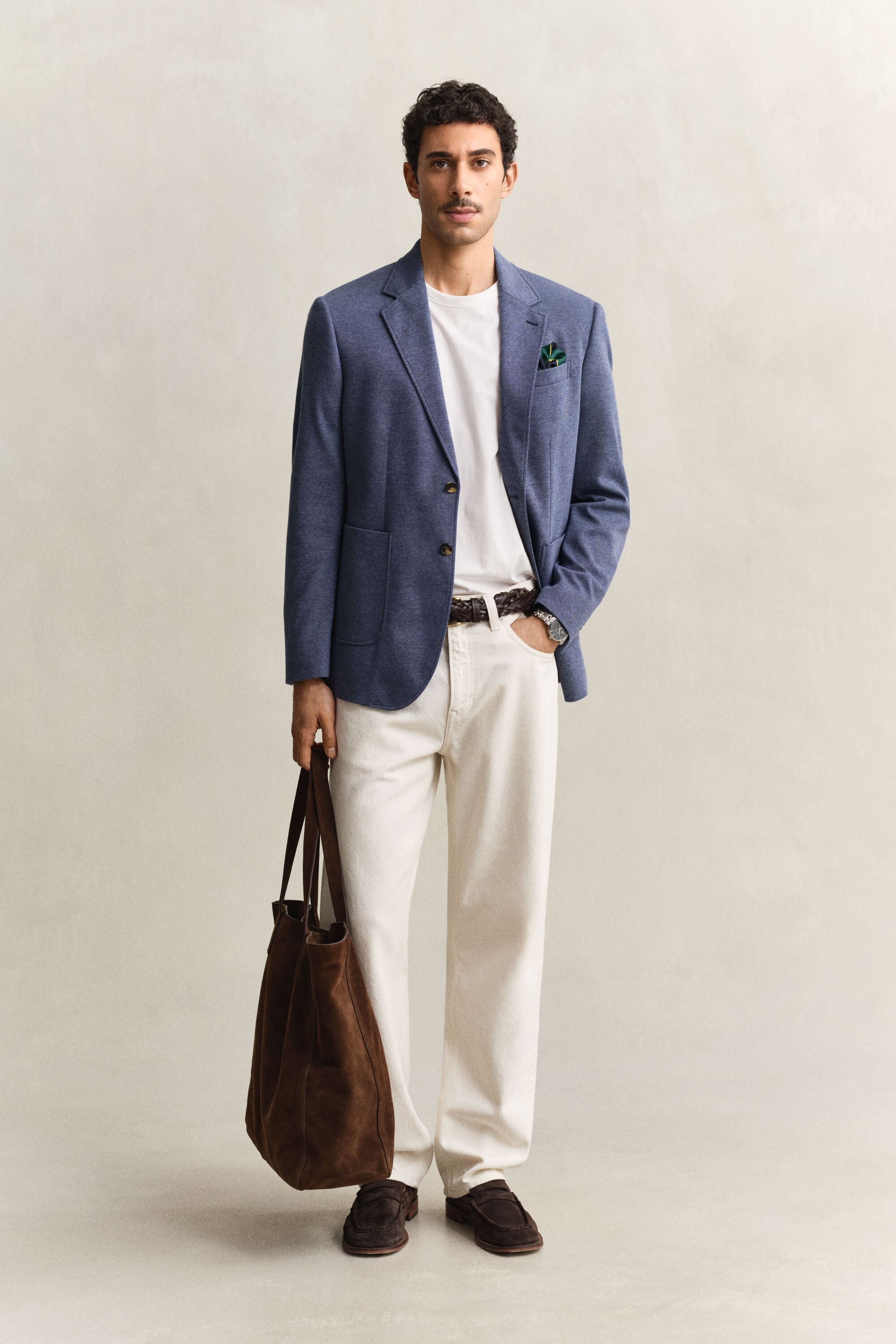 Tweekleurige piquéjersey blazer