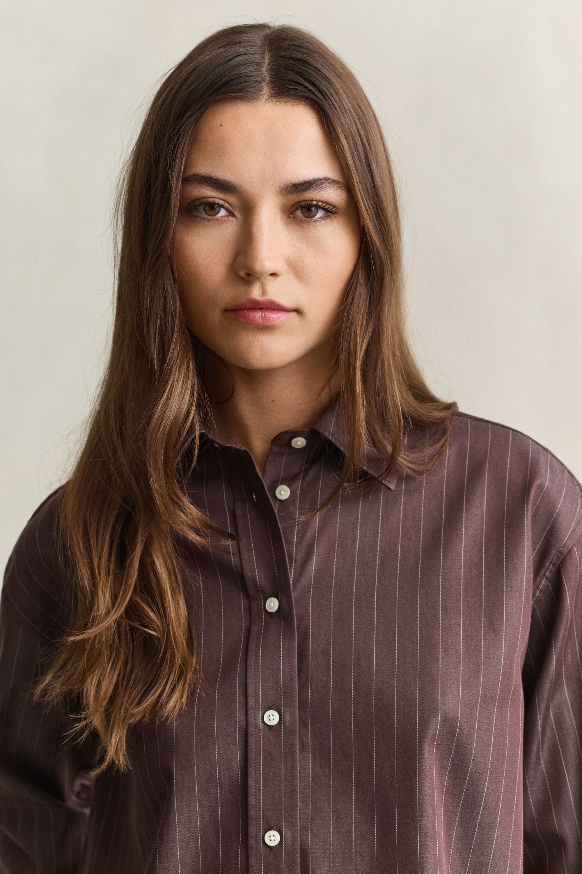 Relaxed fit poplin overhemd met strepen