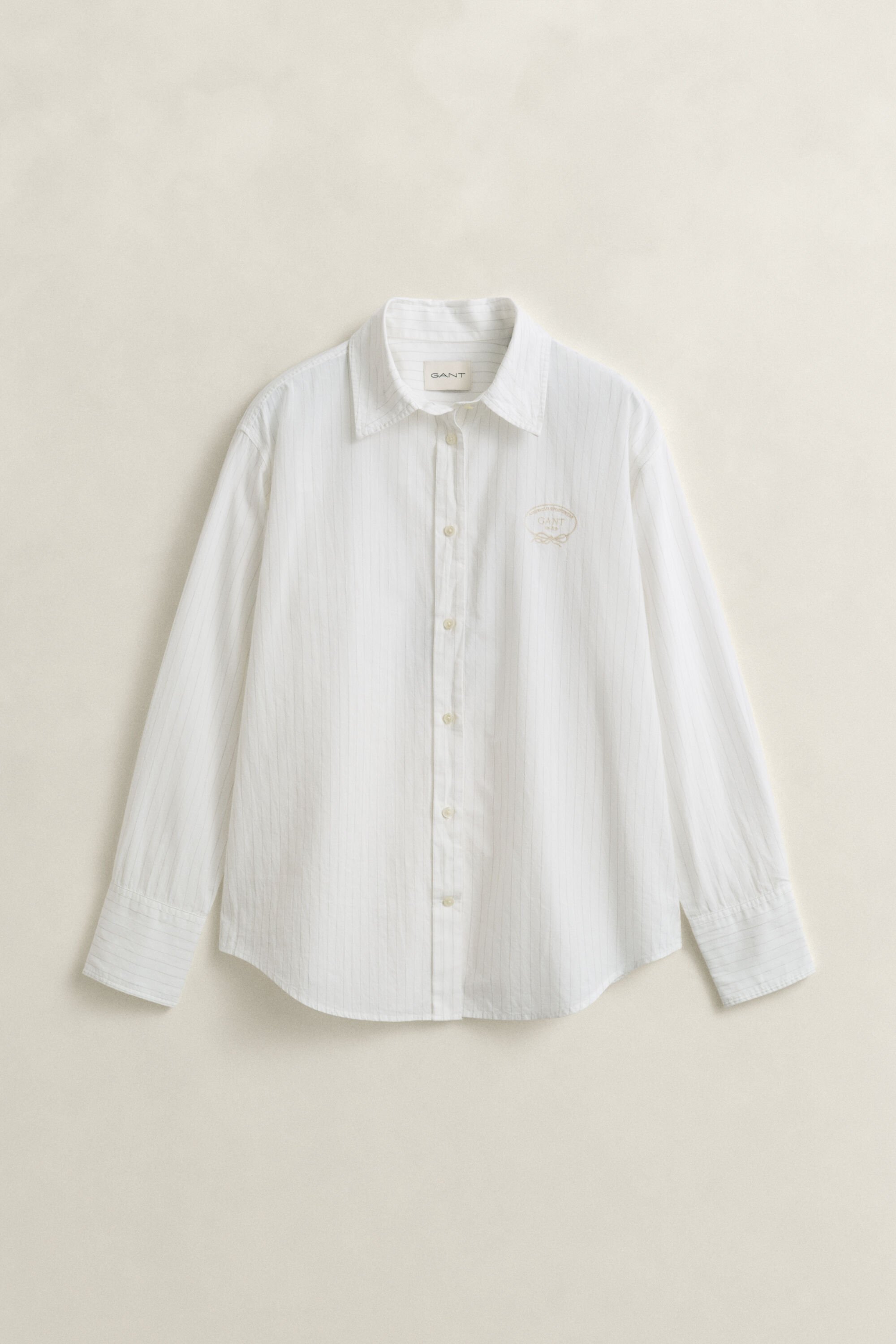 Overoverhemd met strepen en borduursel