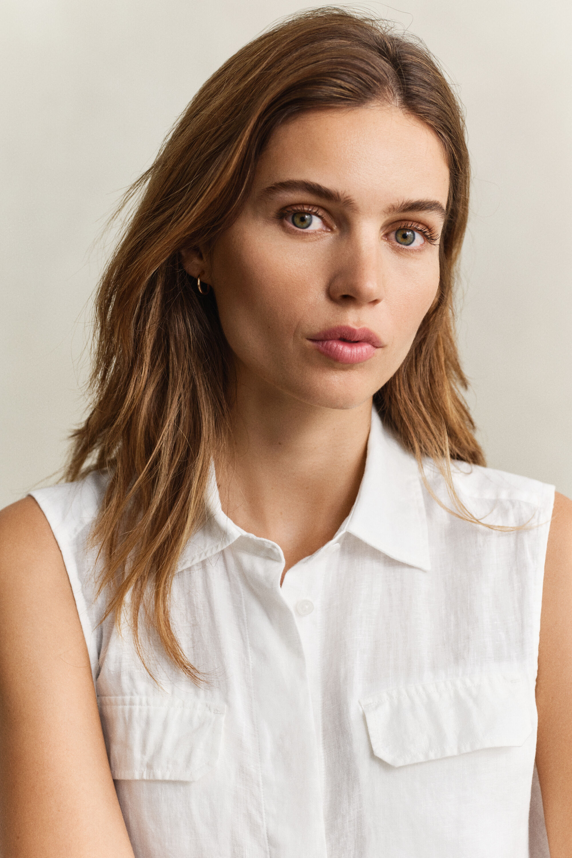 Mouwloze linnen blouse