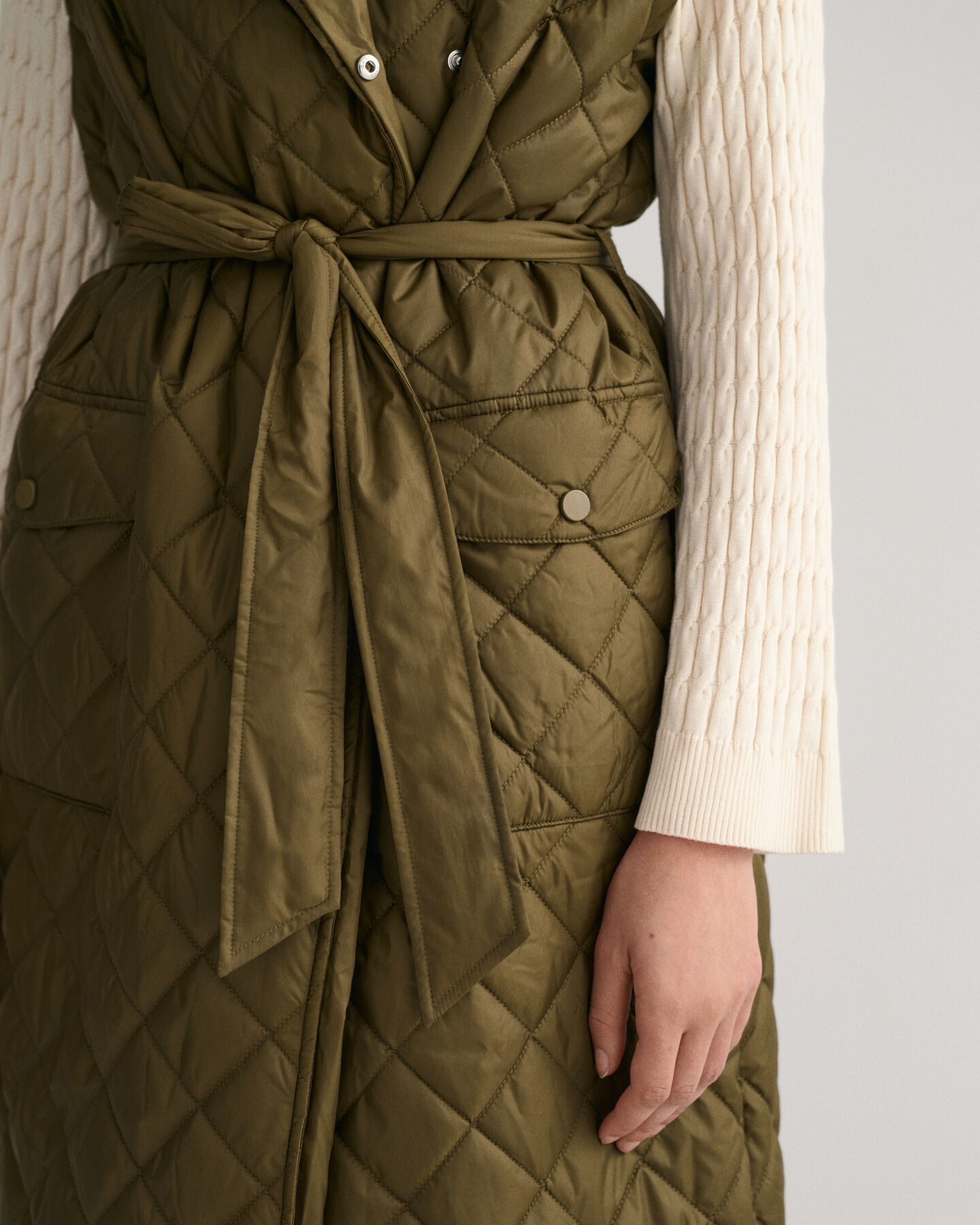 Lange gewatteerde bodywarmer