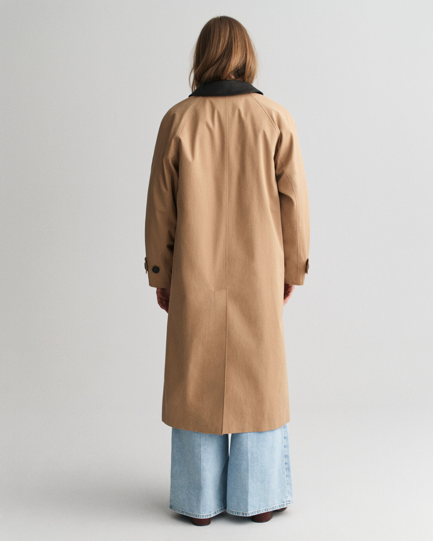 Car Coat met leren kraag