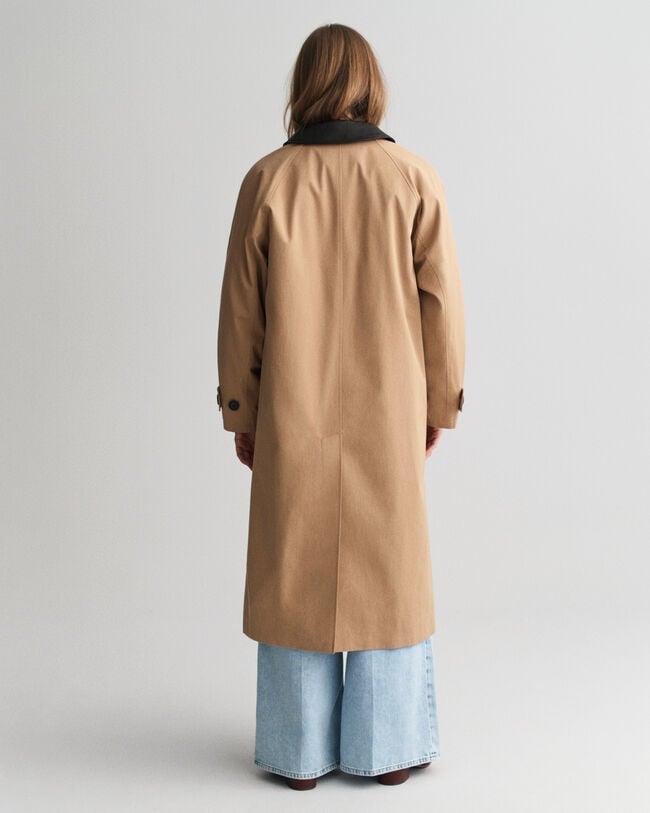 Car Coat met leren kraag