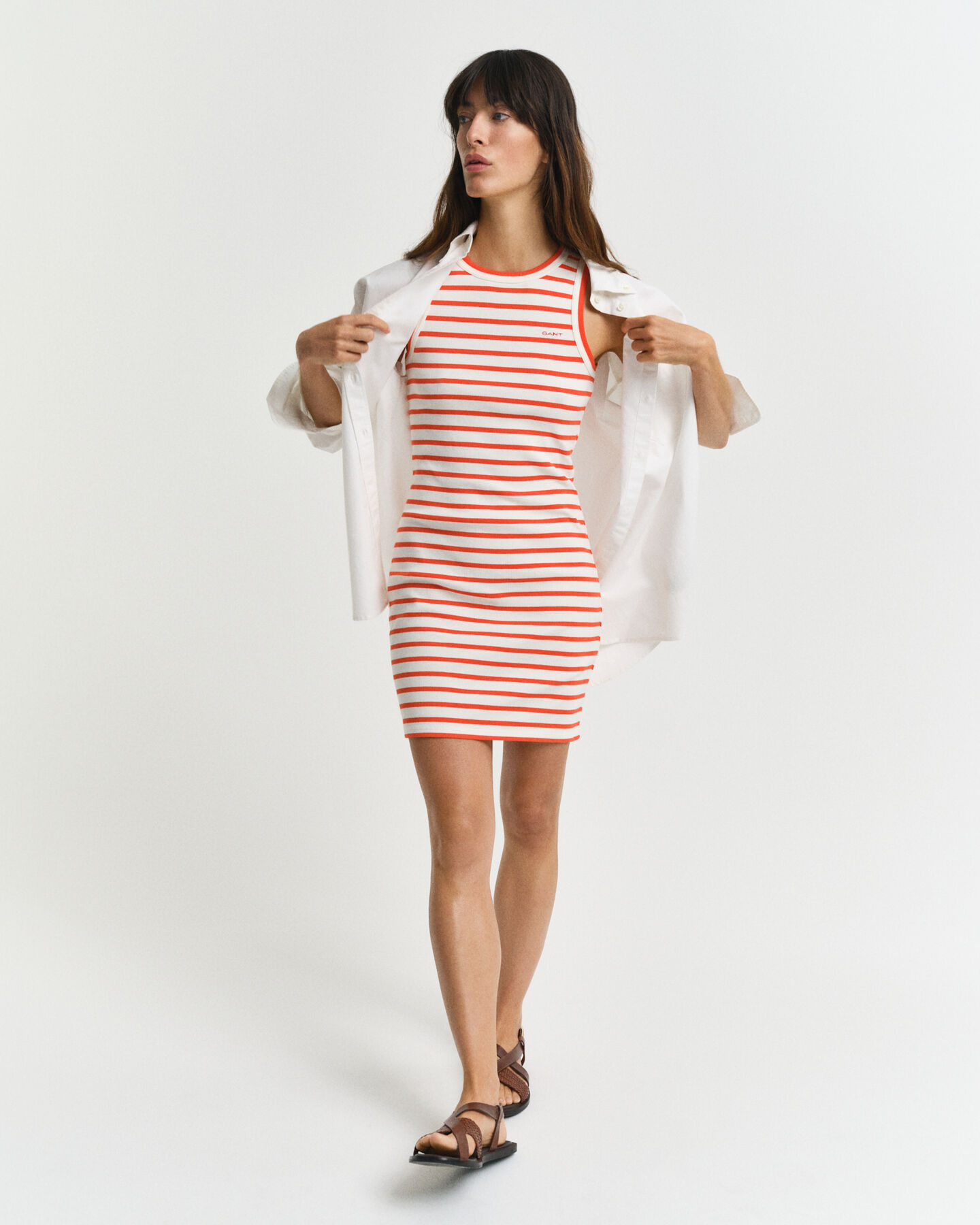 Gestreepte tankjurk van jersey