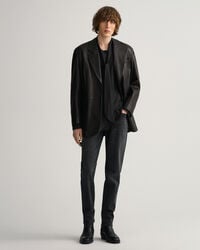 Slim Fit effen overhemd met vlinderdas