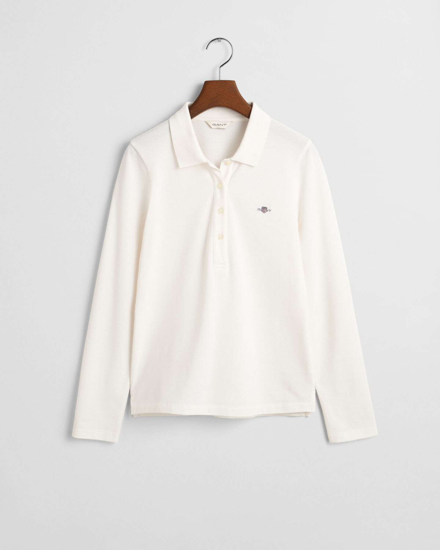 Shield piqué poloshirt met lange mouwen