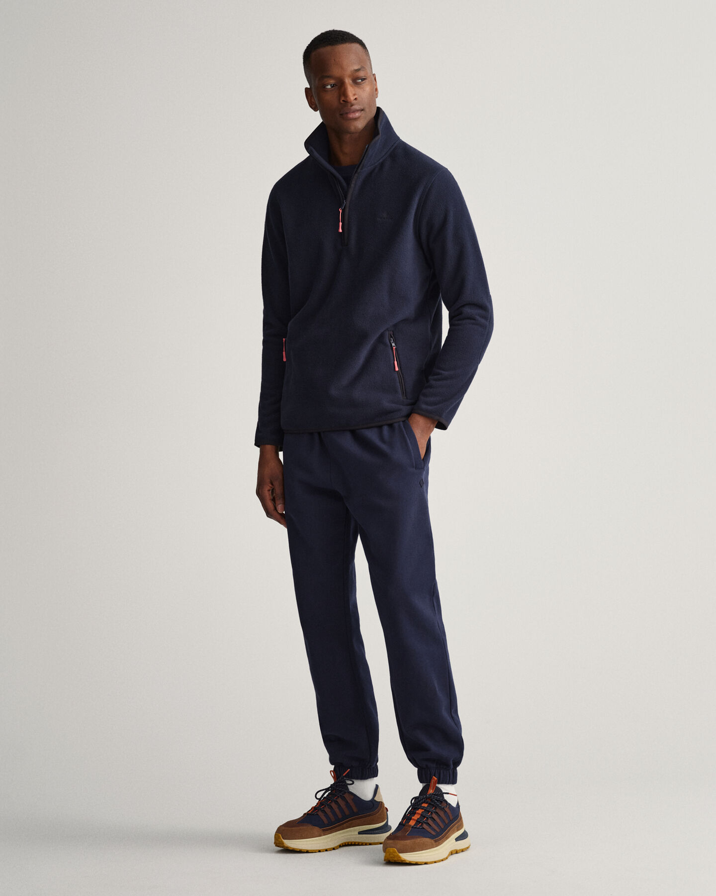 Lichte fleece sweater met korte rits