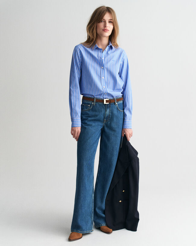 Regular Fit Classic overhemd met strepen van poplin