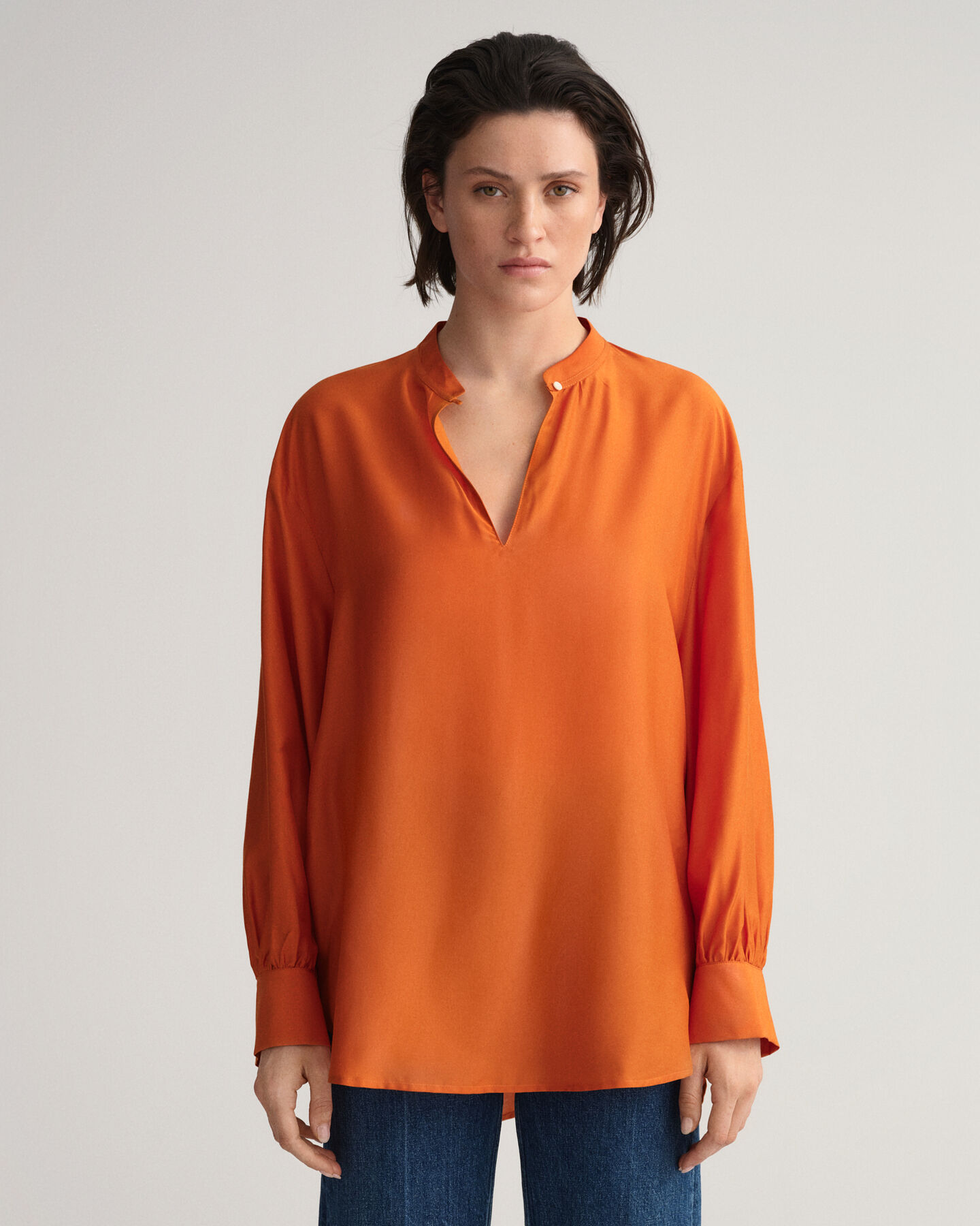 Popover blouse van lyocell en zijde