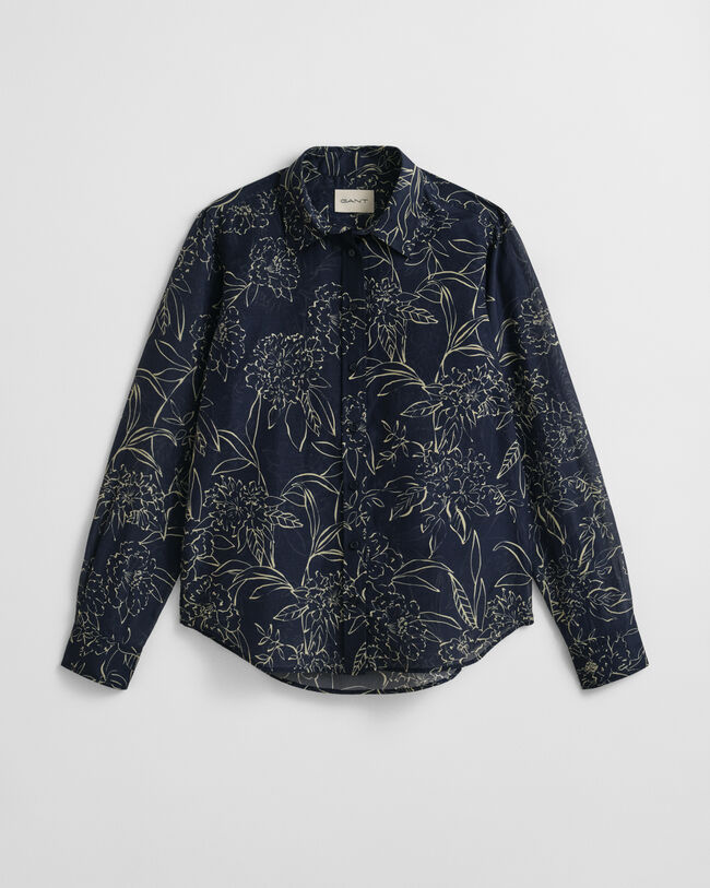 Regular Fit overhemd met bloemenprint van katoen en zijde