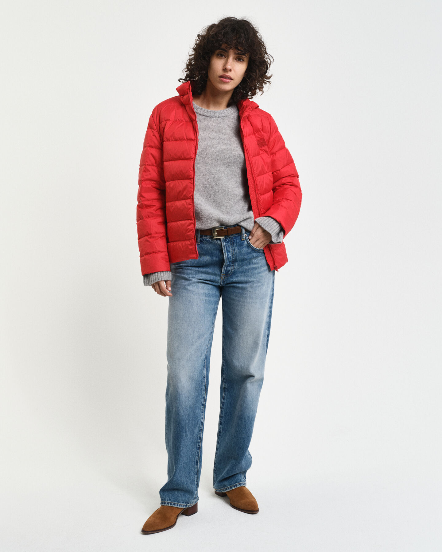 Licht donsjack met logo