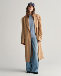 Ton sur ton gestreepte trui met ronde hals van katoen