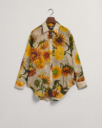 Relaxed Fit Sunflower-print overhemd van katoenzijde