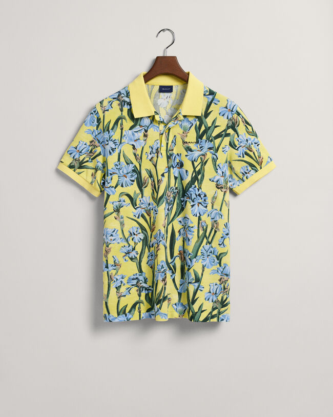 Iris-print piqu&eacute; poloshirt