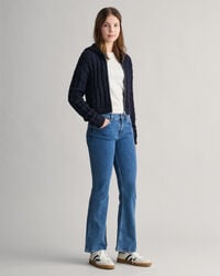 Teen Girls Shield kortere kabelgebreide hoodie met ritssluiting