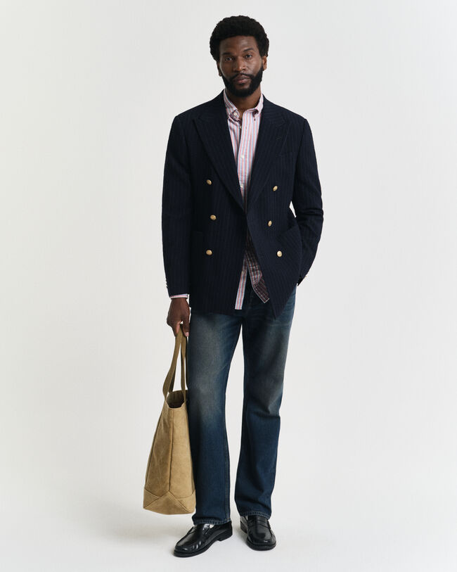 Slim Fit seersucker Club blazer met strepen