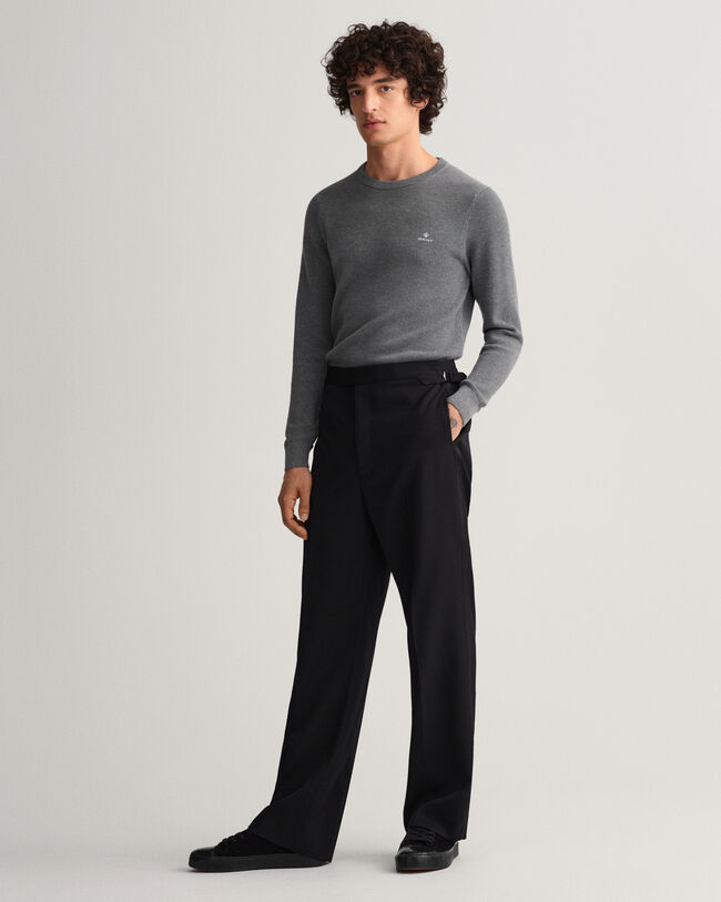 Sweater met ronde hals van piqu&eacute;katoen