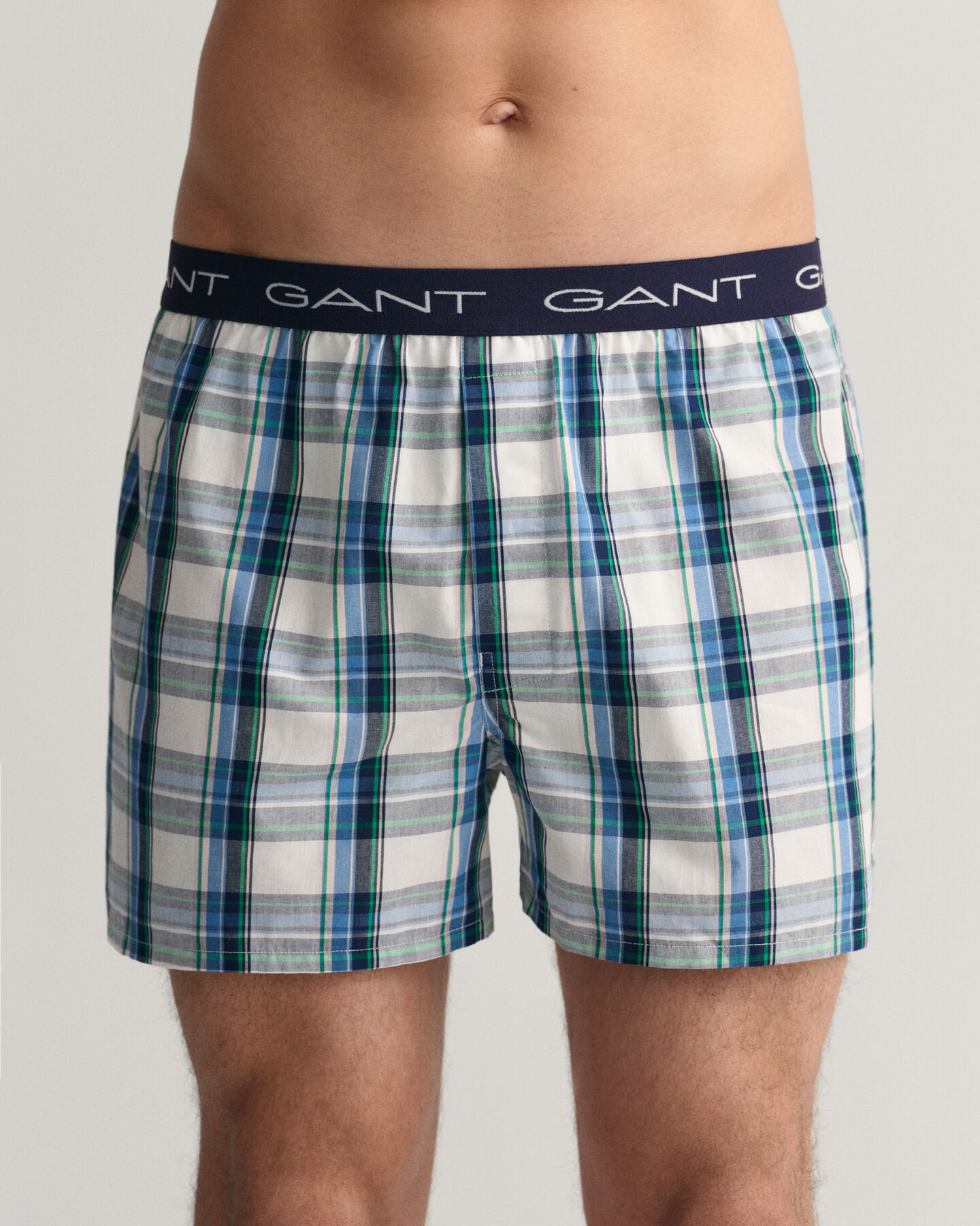 Set van twee boxershorts met strepen en ruiten