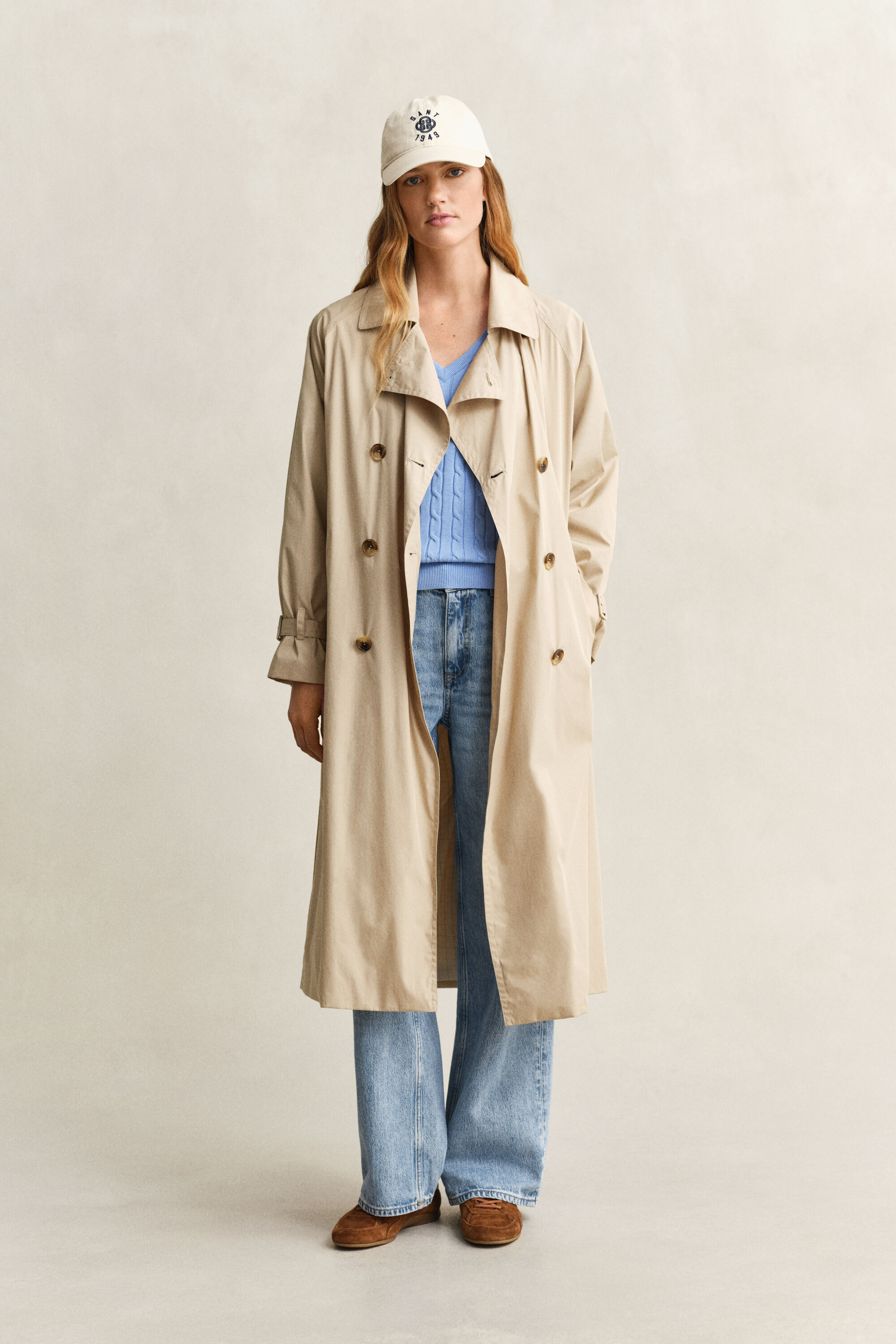 Kabelgebreide trui met V-hals