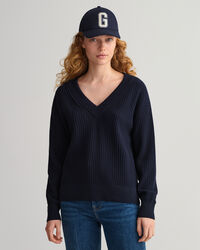 Sweater met V-hals van ribkatoen