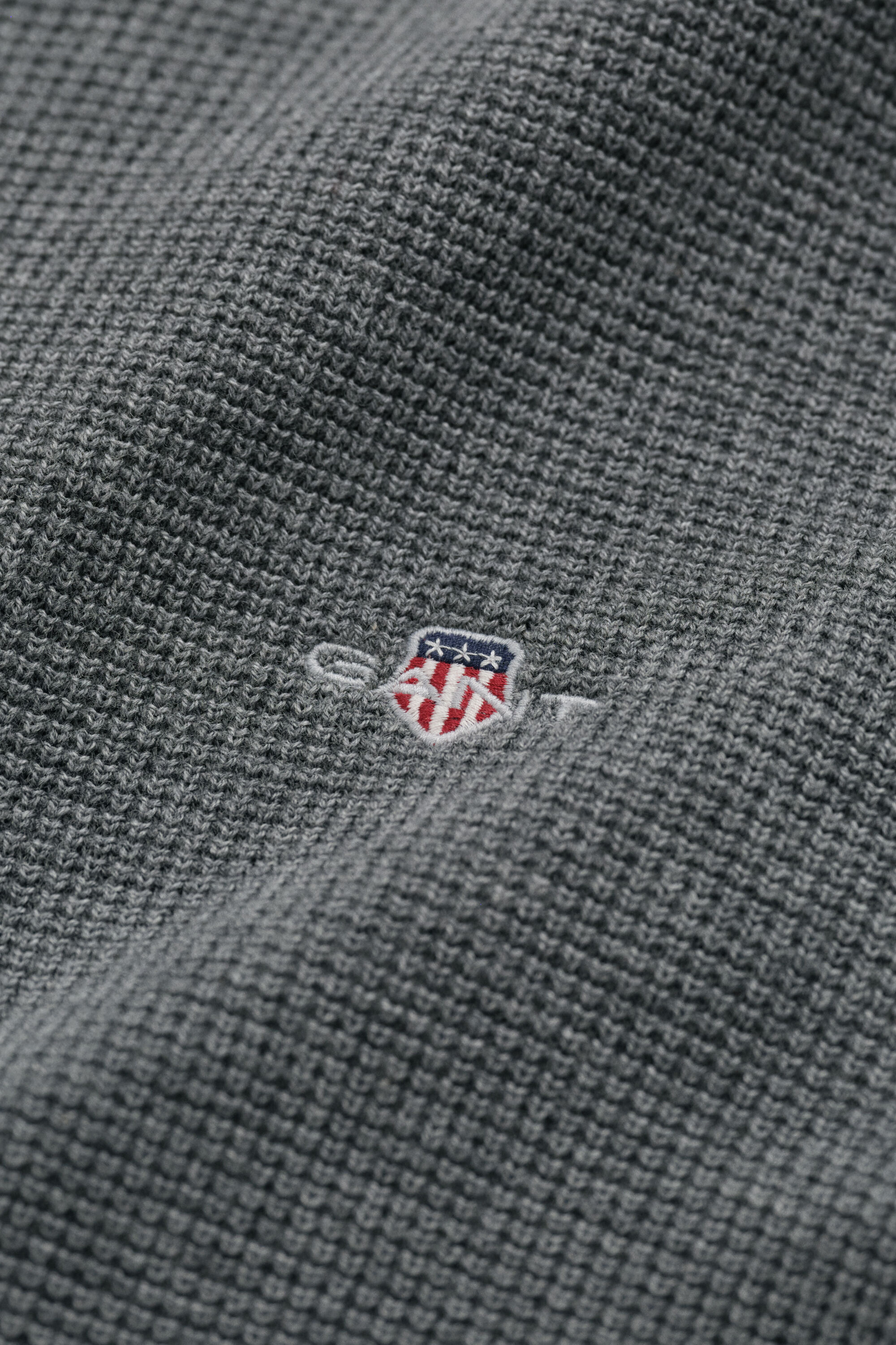 Katoenen Textured sweater met korte rits