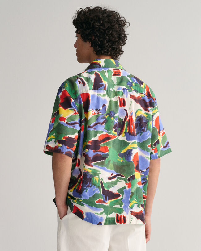 Relaxed Fit overhemd met korte mouwen en print van katoen en lyocell