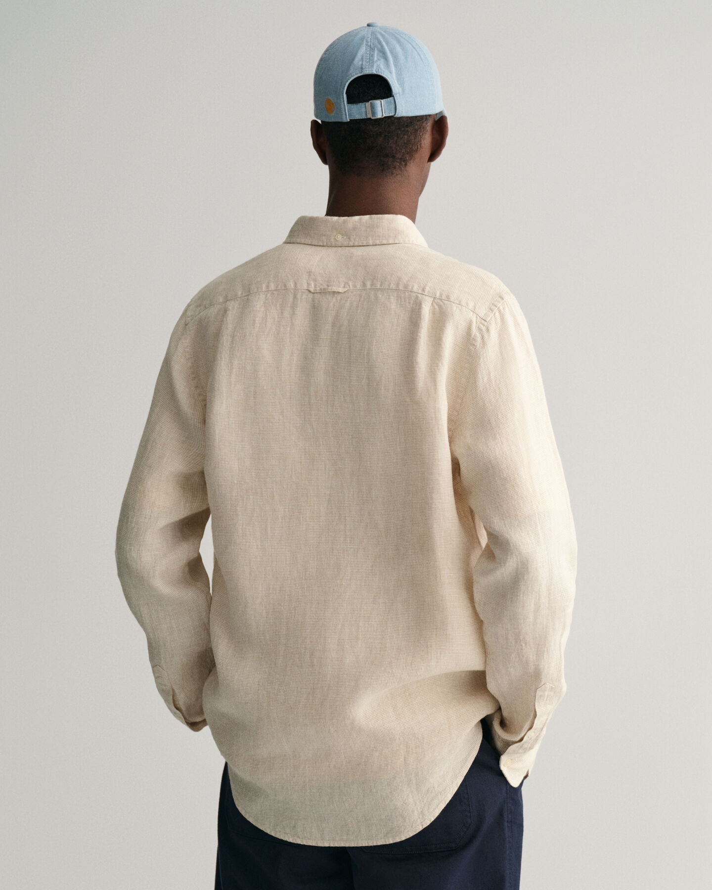 Slim Fit linnen overhemd met pied-de-poule