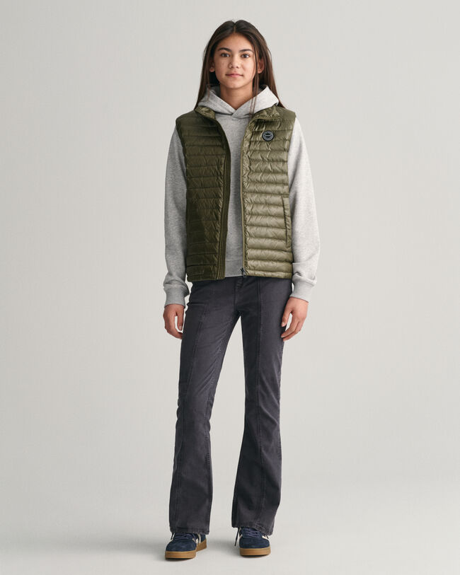 Teens glanzende lichtgewicht bodywarmer met wattering