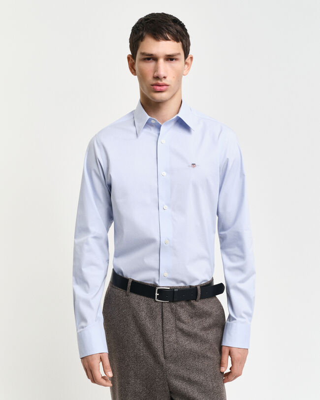 Slim Fit overhemd van stretchpoplin