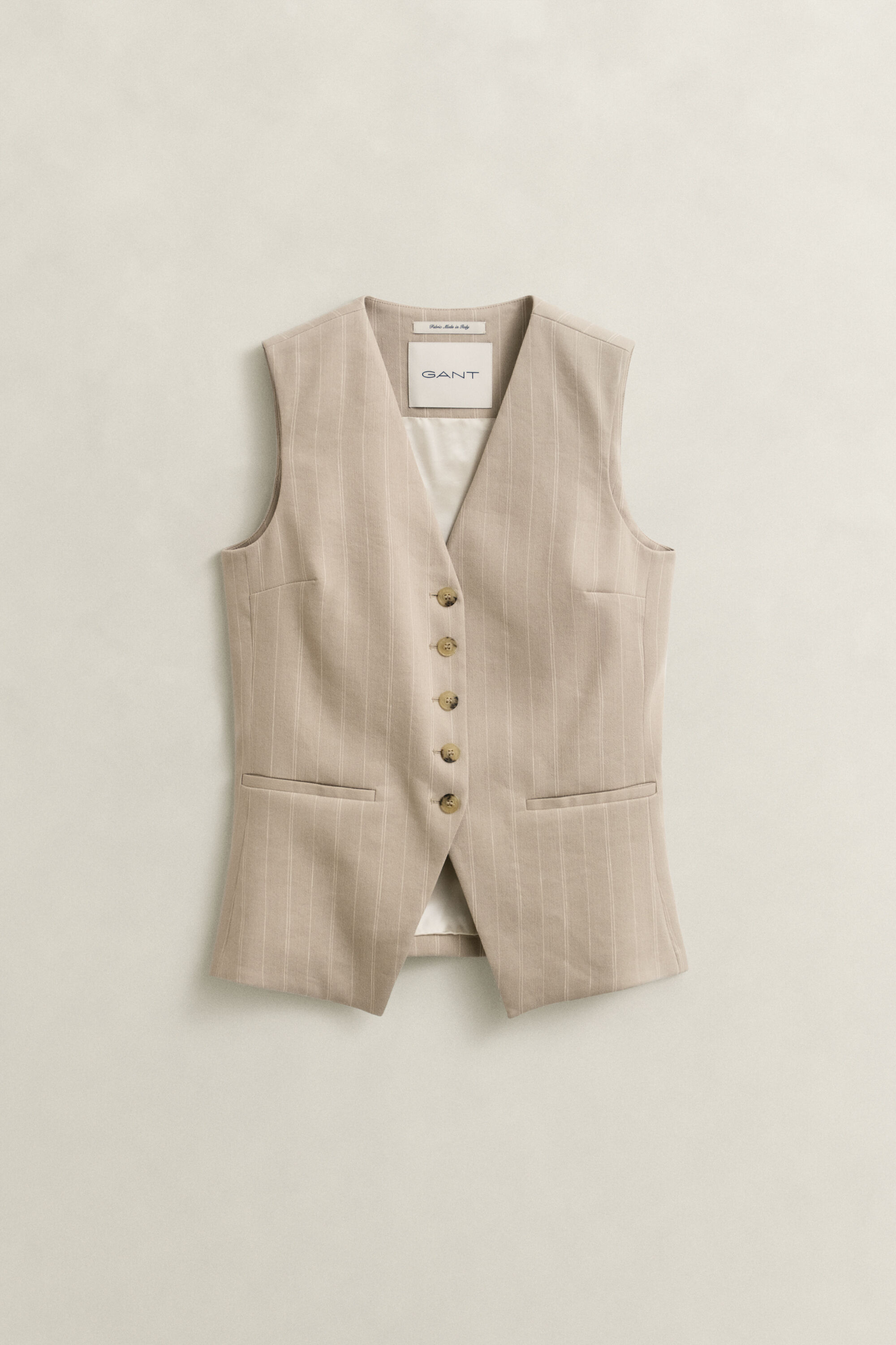 Krijtstreepgilet van linnenmix