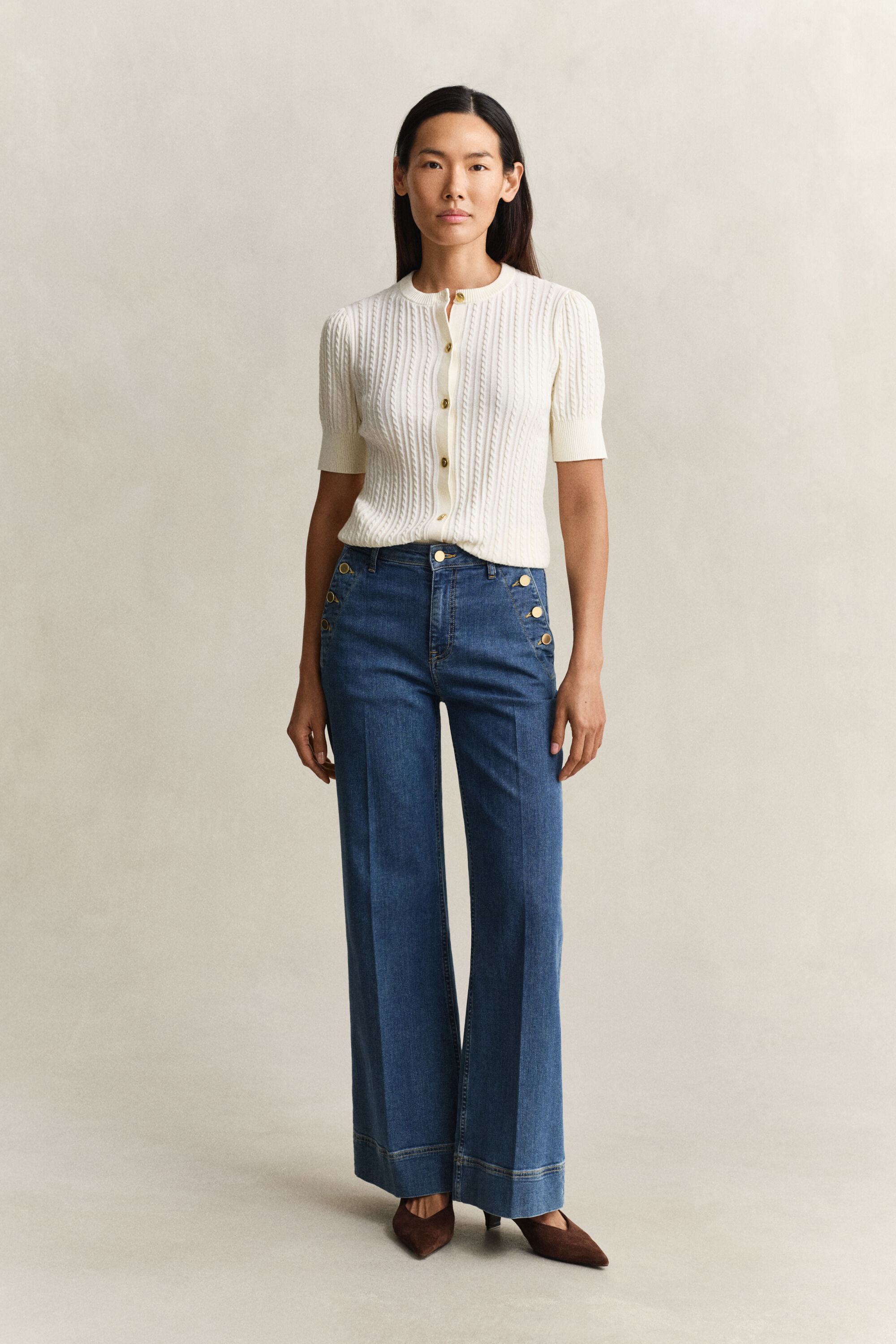 Nautische flared jeans