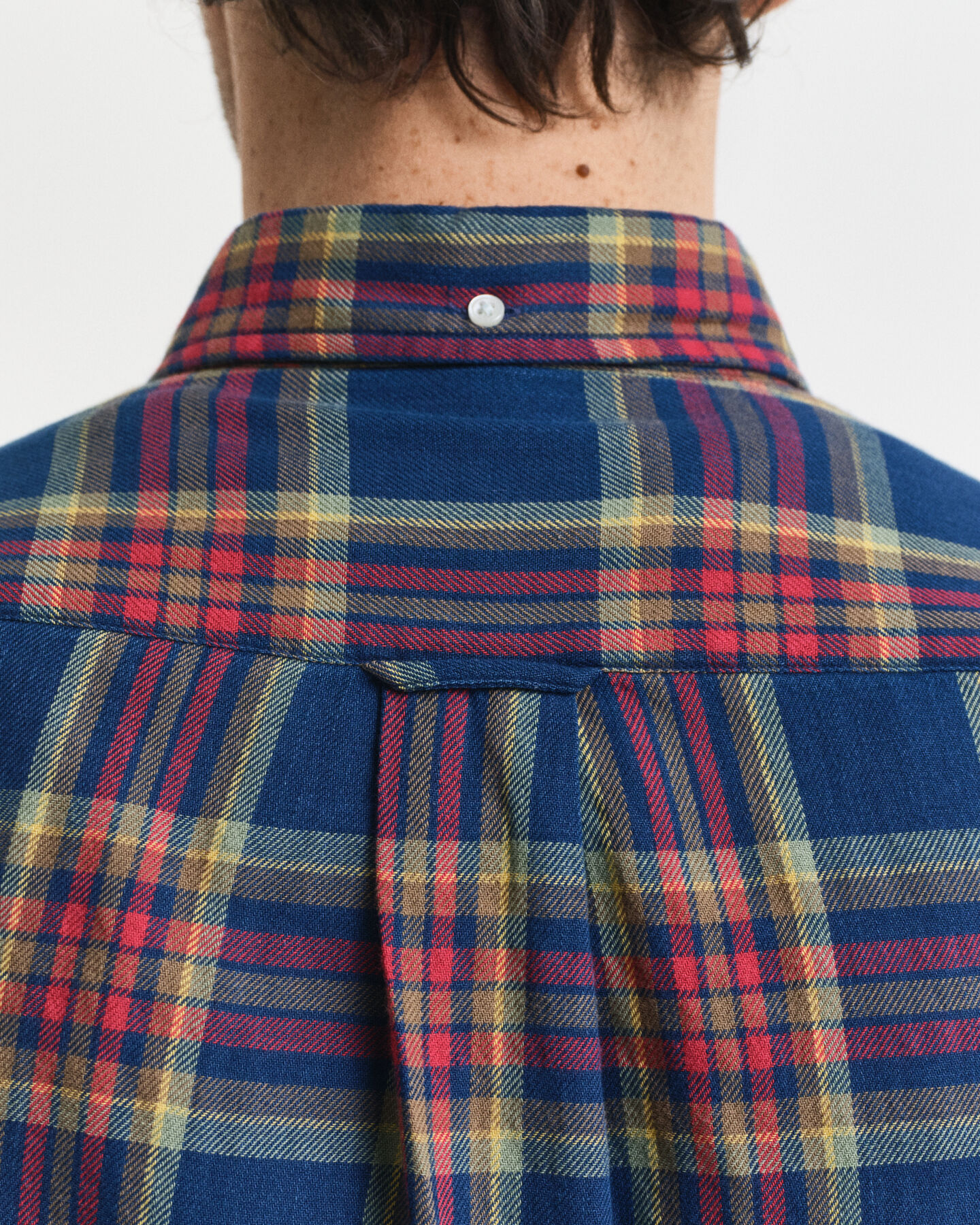 Regular Fit geruit indigo overhemd van keperstof