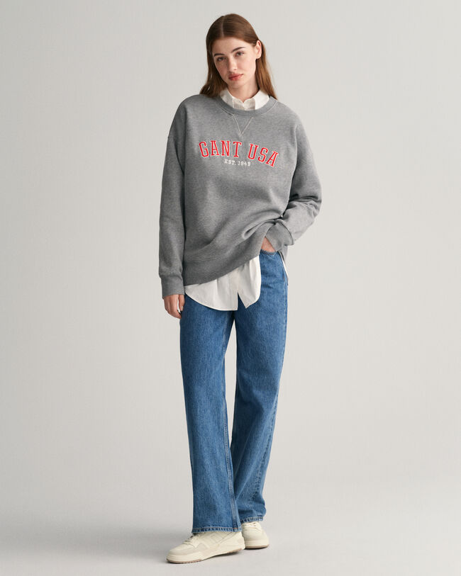 Oversized GANT USA sweatshirt met ronde hals