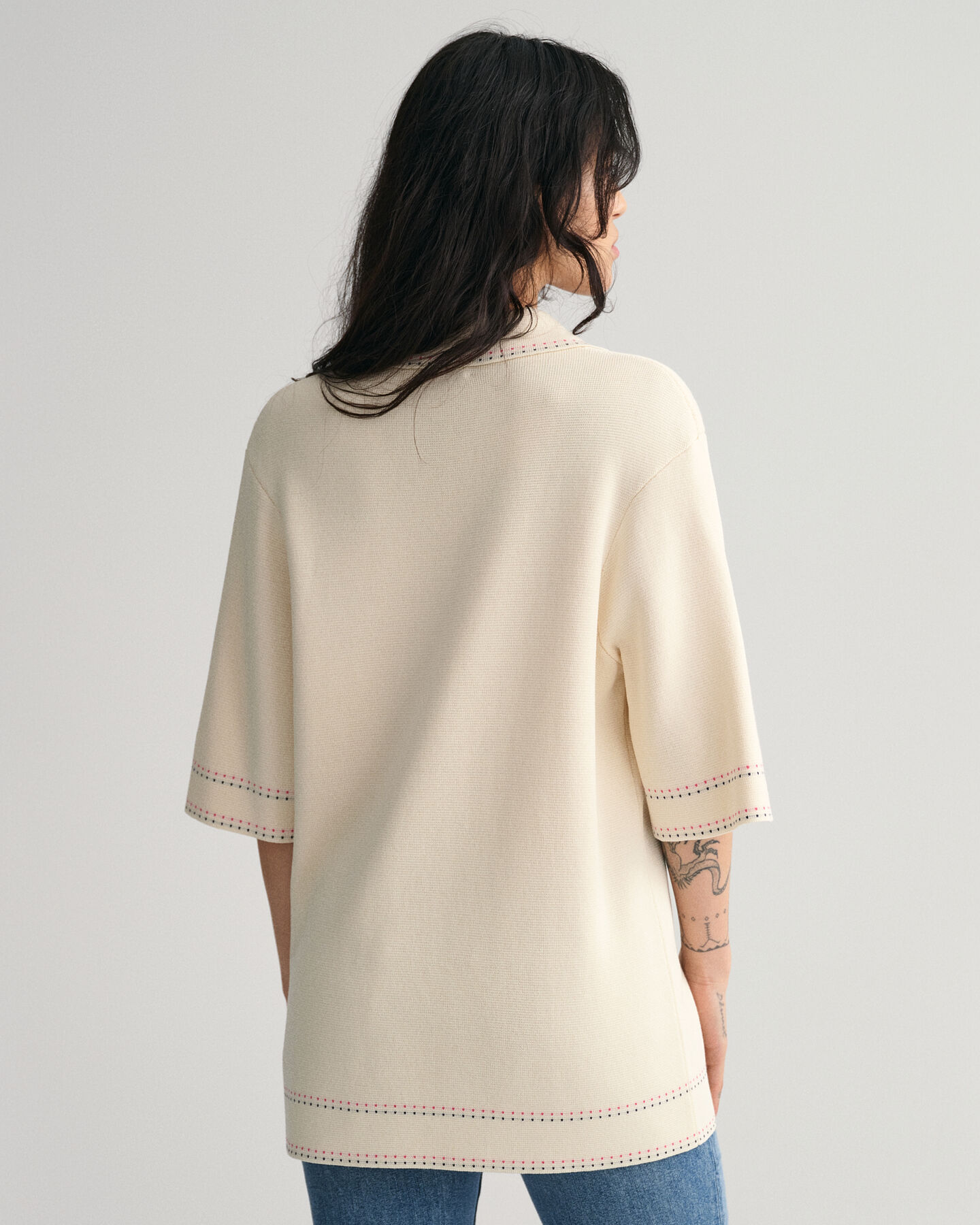 Gebreide polotrui met korte mouwen