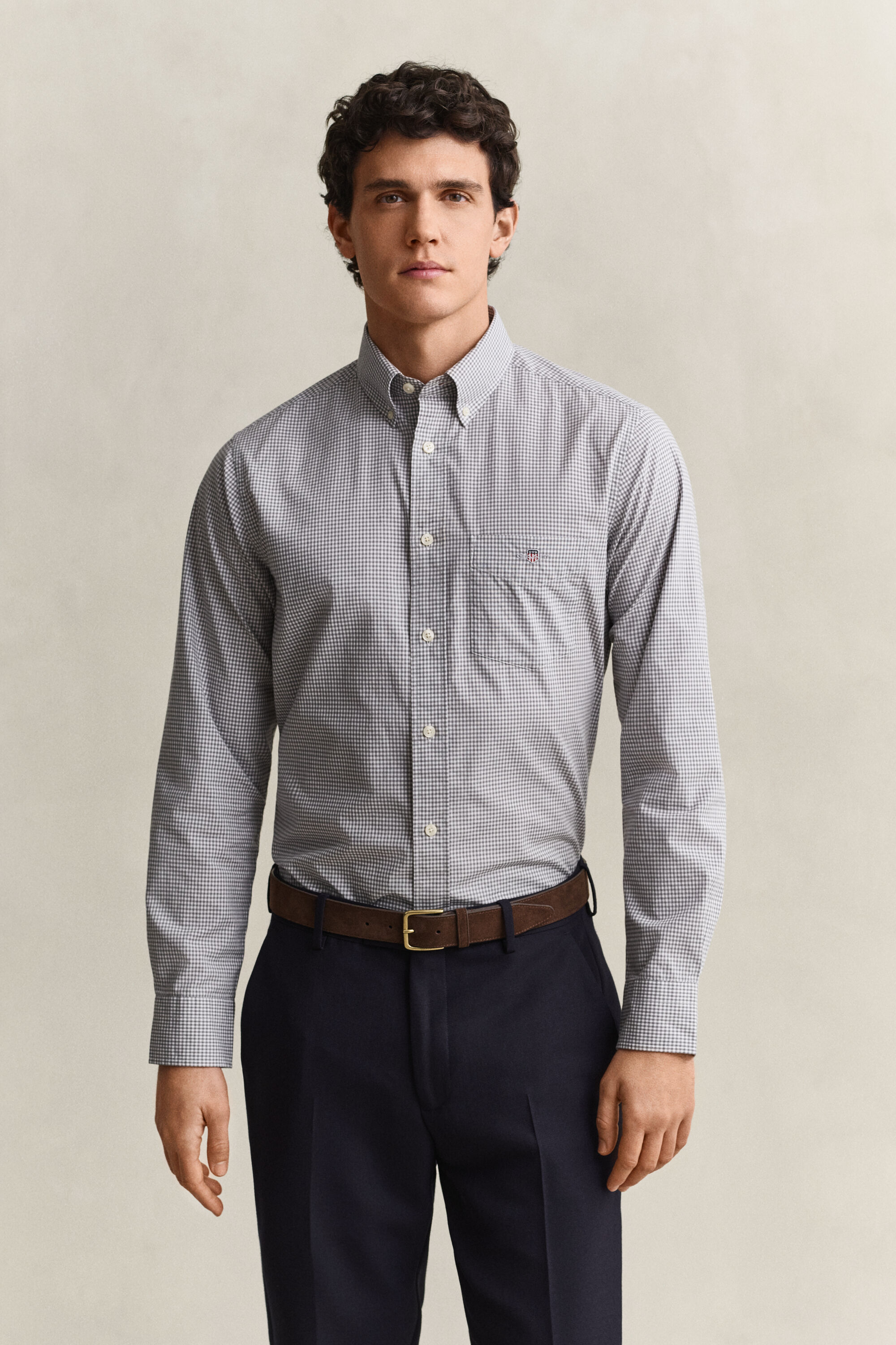 Klassiek poplin overhemd met Gingham-ruitje