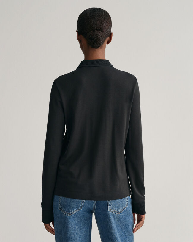 Poloshirt met kraag, detail en lange mouwen