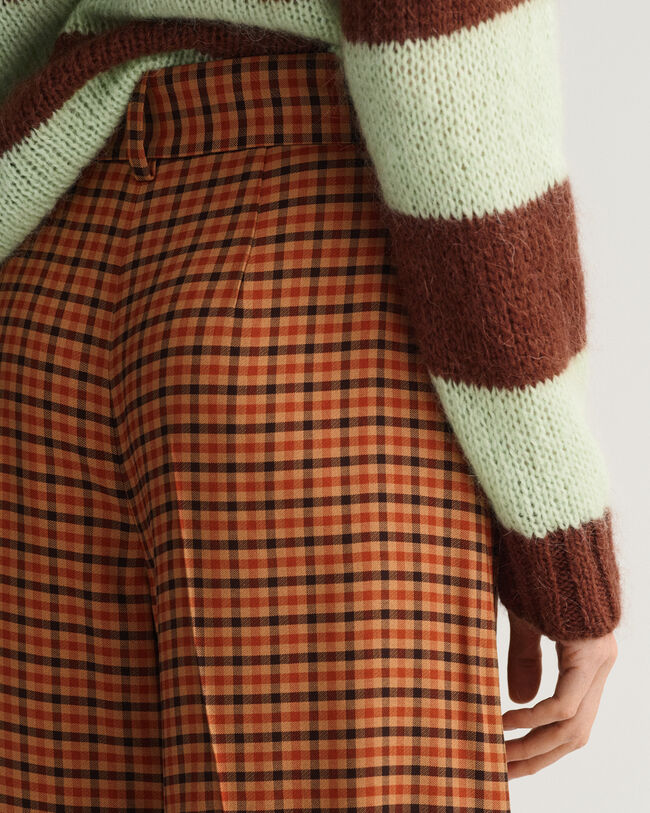 Wijde geruite broek met hoge taille