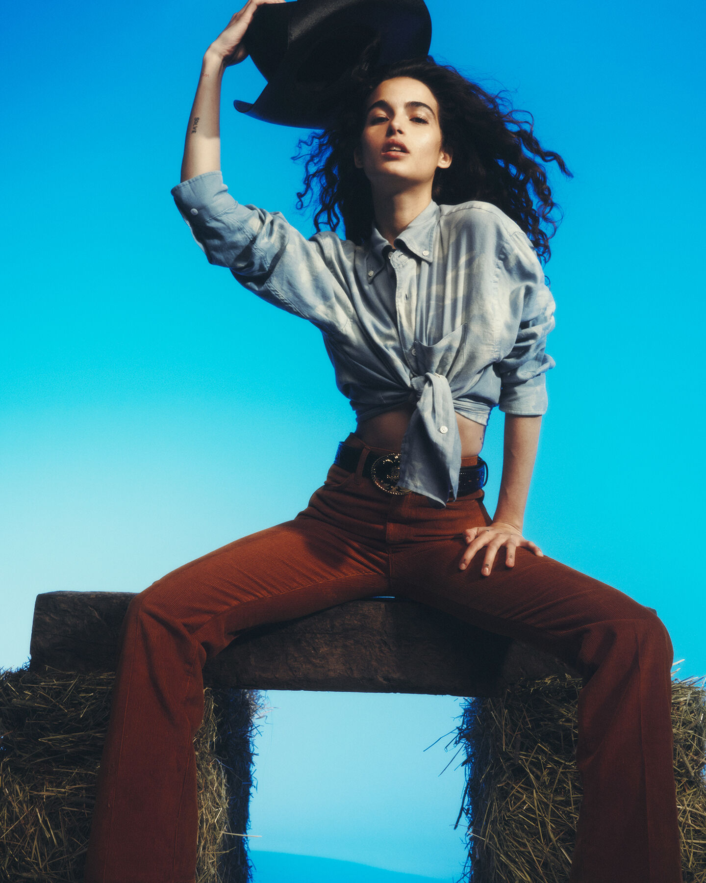 Wrangler x GANT Relaxed Fit overhemd van gebleekt katoen en wol